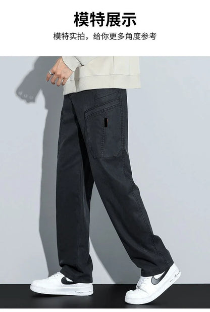 Men's Loose Straight Casual Work Pants 2025 Trendy Multi-Pocket Autumn Winter Workwear YM6106