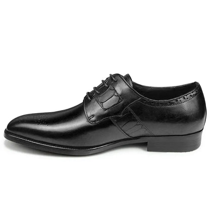 High Grade Men Derby Formal Leather Shoe Lace Up Brogue Dress Wear Male Wedding Shoe Social Office Genuine Cephalopod Shoes Gift