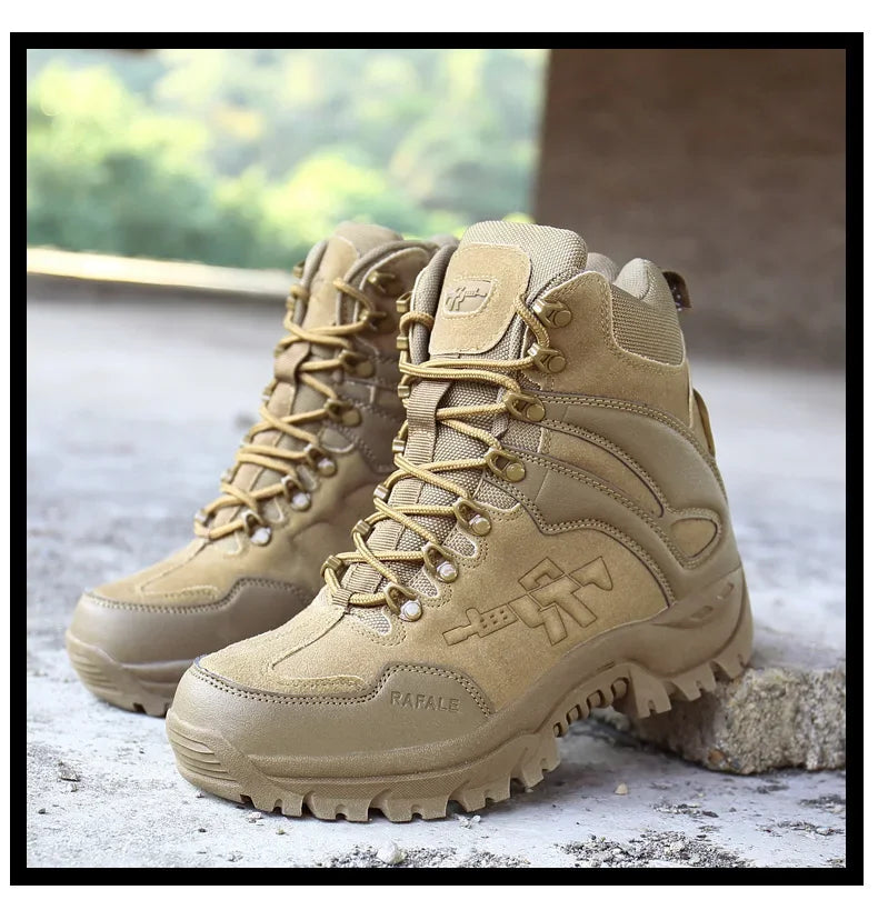 New Men Tactical Boots Army Breathable Desert High Quality Unisex Waterproof Male Hunting Boots Ankle Work Climbing Hiking Shoes