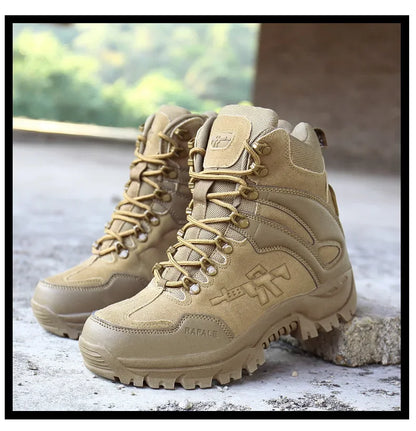 New Men Tactical Boots Army Breathable Desert High Quality Unisex Waterproof Male Hunting Boots Ankle Work Climbing Hiking Shoes