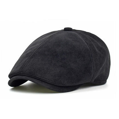 Autumn Winter Faux Leather Cap Newsboy Cap Hat Men Women Casual Beret Solid Cap PU  Leather Flat Caps Vintage
