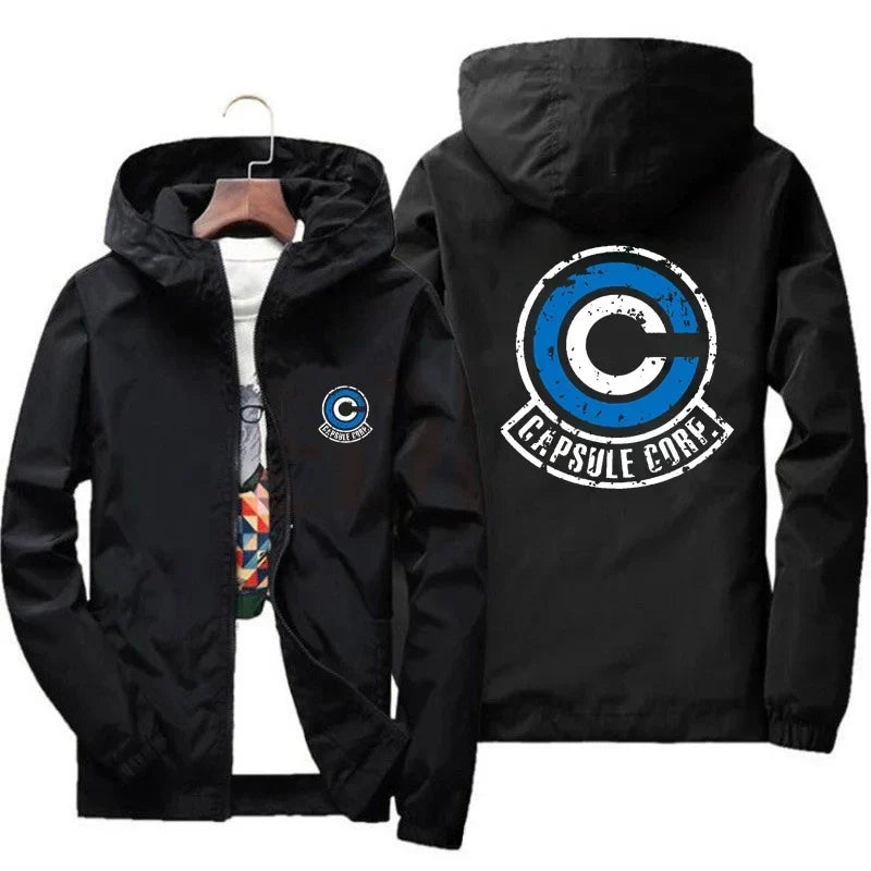 Capsule Corp Cool Dynocaps Anime Gym Men's Hooded Sports Shirt Men's Spring and Autumn Hooded Fishing Outdoor Sports Jacket