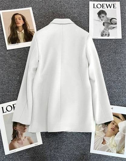 Spring Autumn High Quality Long Sleeve Female Blazer Double Button Jacket Ladies Business Work Wear Formal Coat Women Outerwea
