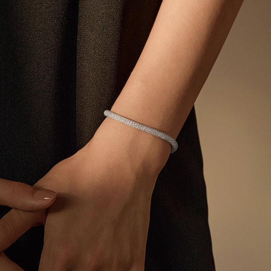 Bracelet en argent sterling 925 brillant réticulaire serti de zircone, tressé, exquis, pour femmes, bijoux fins