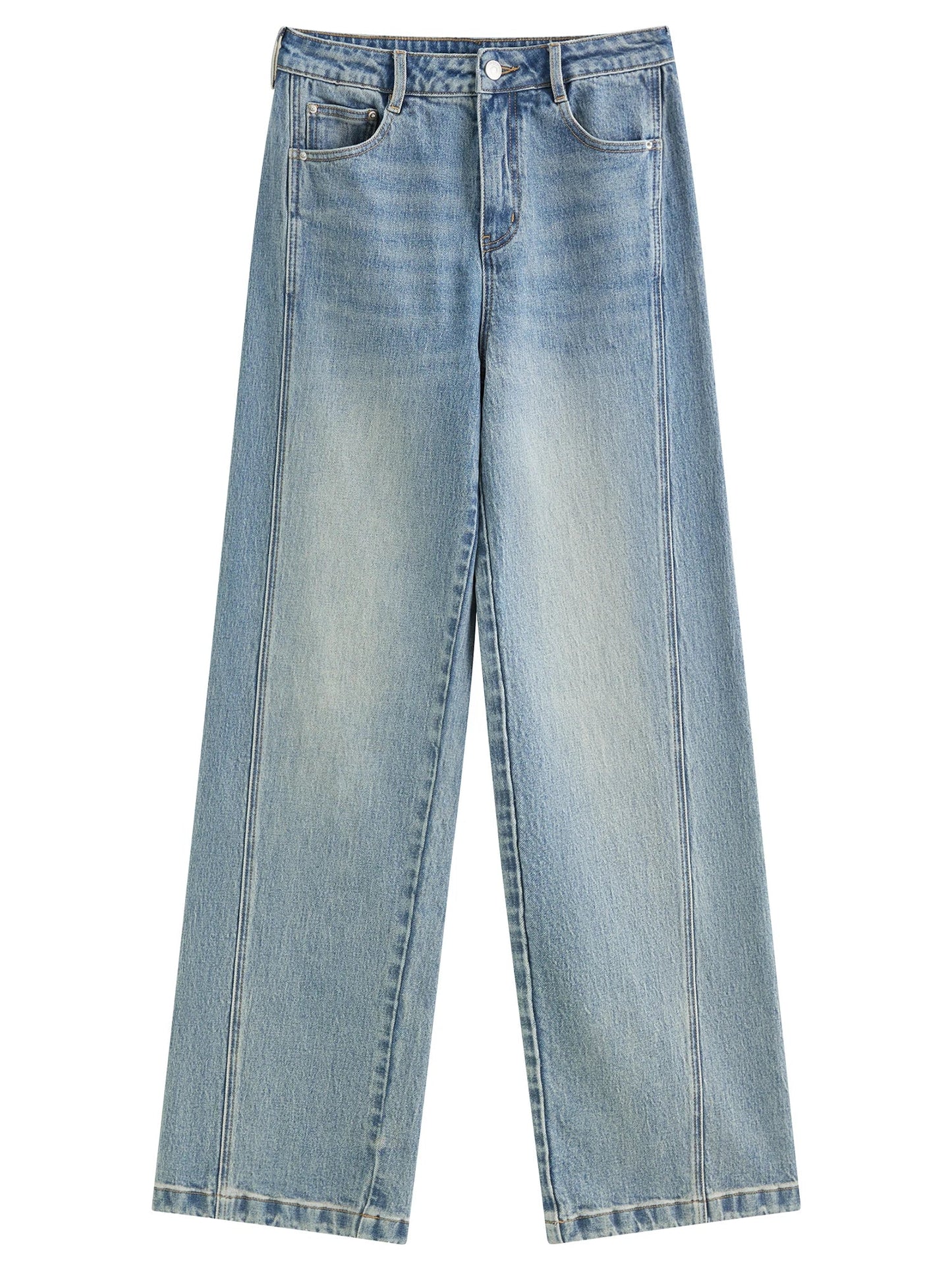 Retro Raw Denim High-waist Straight-leg Jeans Women's 2025 Early Autumn New 3D Cut Slimming Jeans 25FS13104