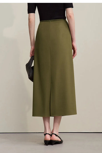 Women's Skirt 2026 Summer New Solid Color Wrinkle-Resistant Elegant Office Versatile Long Pleated Skirt For Women 12622145