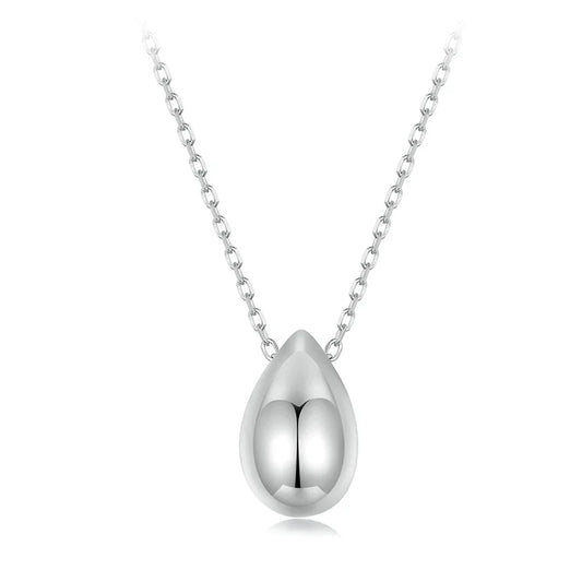 Solid 925 Sterling Silver Dainty Pear Pendant Necklace for Women, White Gold Plated Teardrop Pendant Necklaces