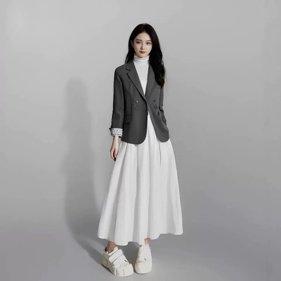 Spring New Fashion Contrasting Long Sleeve Black Short Suit Coat Women Tops Slim Fit Jackets Suit Blazers Women Tops