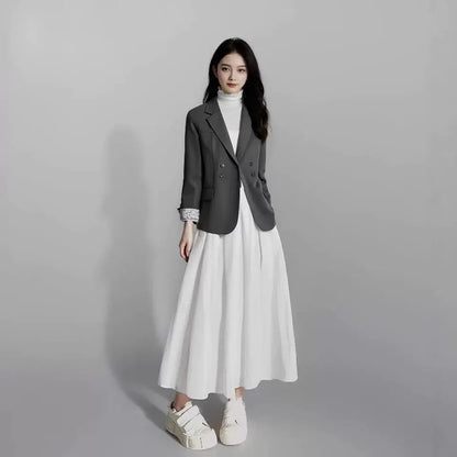 Spring New Fashion Contrasting Long Sleeve Black Short Suit Coat Women Tops Slim Fit Jackets Suit Blazers Women Tops