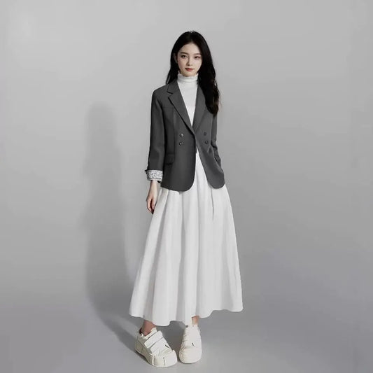 Spring New Fashion Contrasting Long Sleeve Black Short Suit Coat Women Tops Slim Fit Jackets Suit Blazers Women Tops