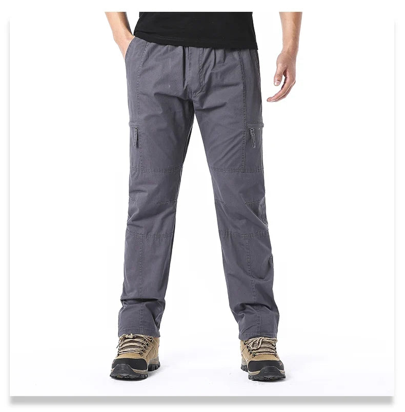 Summer Thin Cotton Overalls Men's Multi-Pocket Loose Large Size Work Pants Spring And Autumn Outdoor Sports Casual Pants