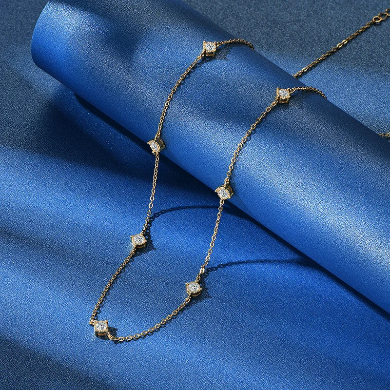 Collar Plata 925 Sterling Silver Choker Necklace For Women Round Cut 3mm Moissanite Necklaces Clavicle Chain Jewellry Gift