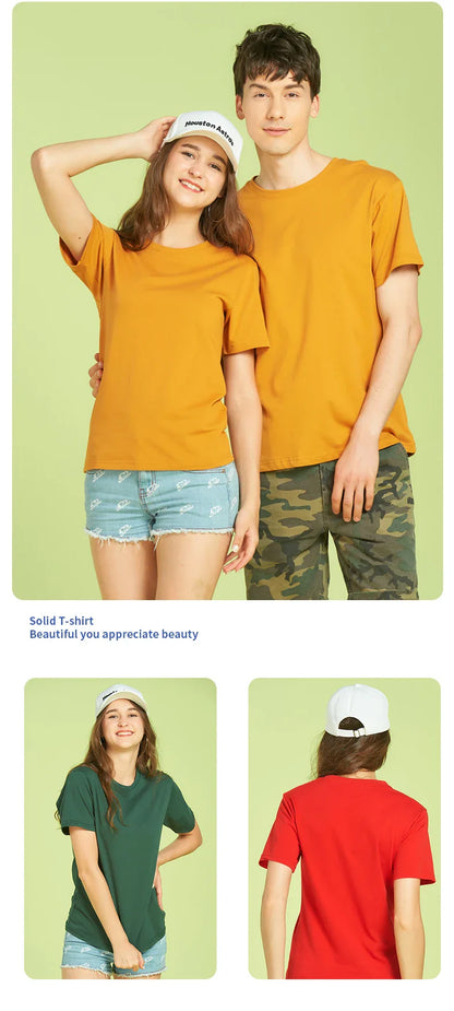 6.7oz 190grams Combed Cotton Tees Tshirts Mens Solid Tops Woman Male Custom Team Uniform Class Clothes Summer Customization