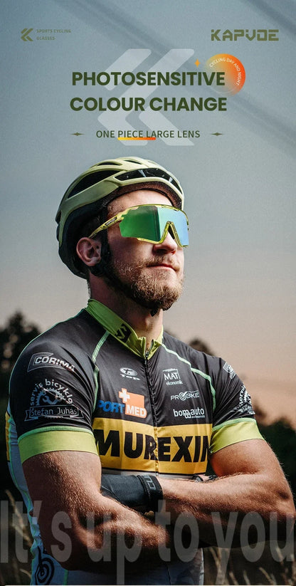 Photochromic Cycling Glasses Silver Lens Sunglasses Multi Color Men Women Bike Outdoor Eyewear Riding Driving Running