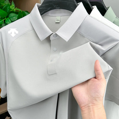 men's new summer brand short sleeves seamless polo shirt lapel printing high quality patchwork t-shirt leisure sports men's wear