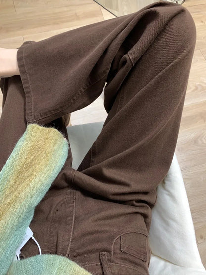 High Waist Straight Leg Wide Leg Jeans Women's Early Spring New plus Size Loose Long Pants Casual Sle Zipper ket Denim