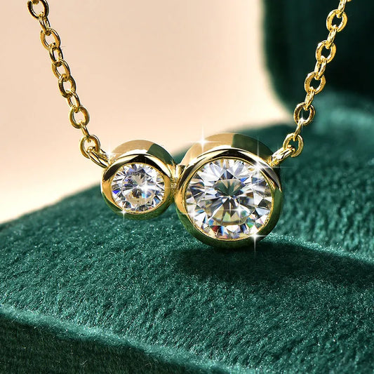 GRA Certified D VVS1 1.0CT Moissanite Diamond Round Pendant Necklace for Women Chain Fine Neck Jewelry Gifts Collares