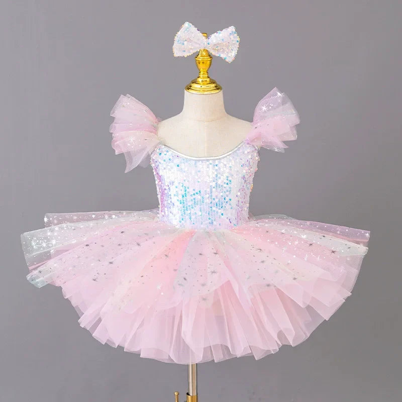 Children's Day Dance Dress Girl Ballet Princess Summer Dresses Girls Ballet Sequins Outfit Kids Clothes Vestidos Birthday Gift