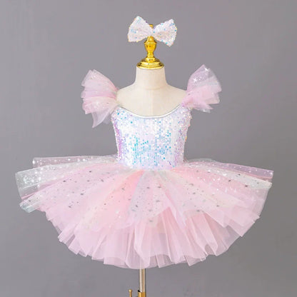 Children's Day Dance Dress Girl Ballet Princess Summer Dresses Girls Ballet Sequins Outfit Kids Clothes Vestidos Birthday Gift
