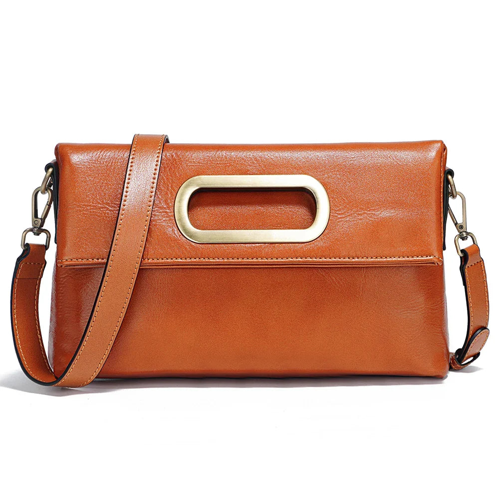 Vintage Genuine Leather Handbag for Women Large Capacity Brown Crossbody Designer Shoulder Bag 2026 Summer Beige Sac Bolsa