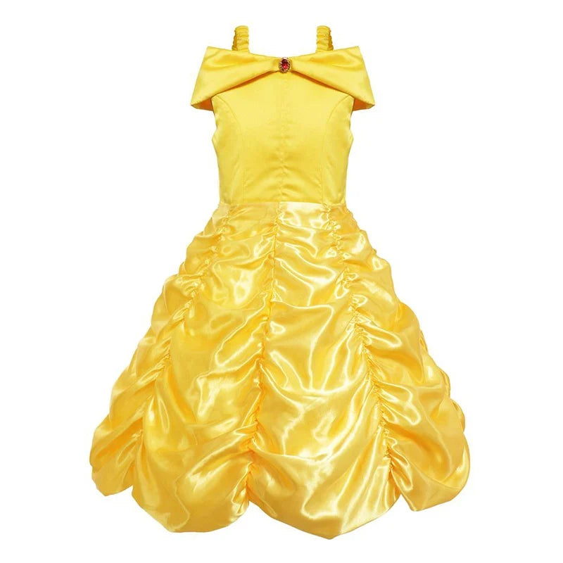 Muababy Princess Dress for Girls Aurora Belle Elsa Jasmine Cosplay Costume Party Halloween Carnival Outfit Kids 2-8Y Vestido