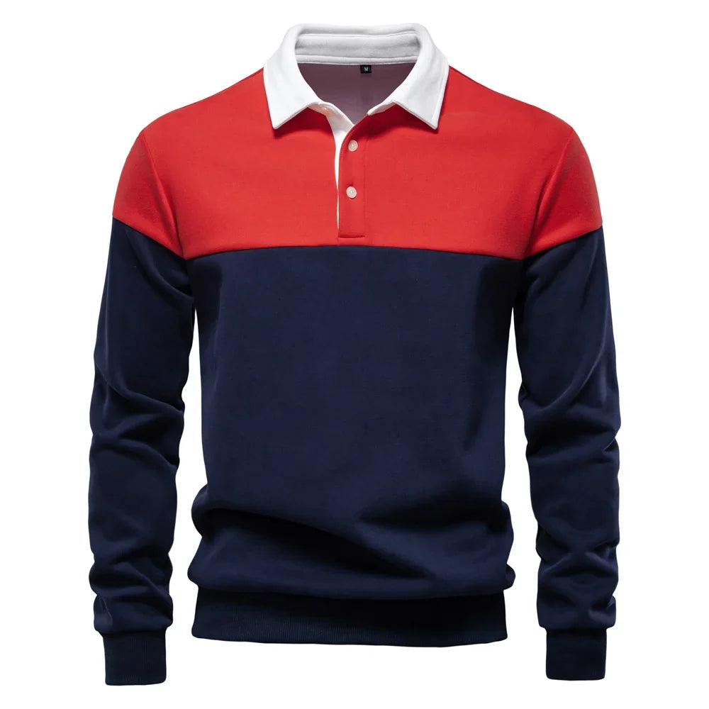 Men's Premium Cotton Sweatshirt Color Block Sweatshirt Long Sleeve Business Casual Social Sweatshirt