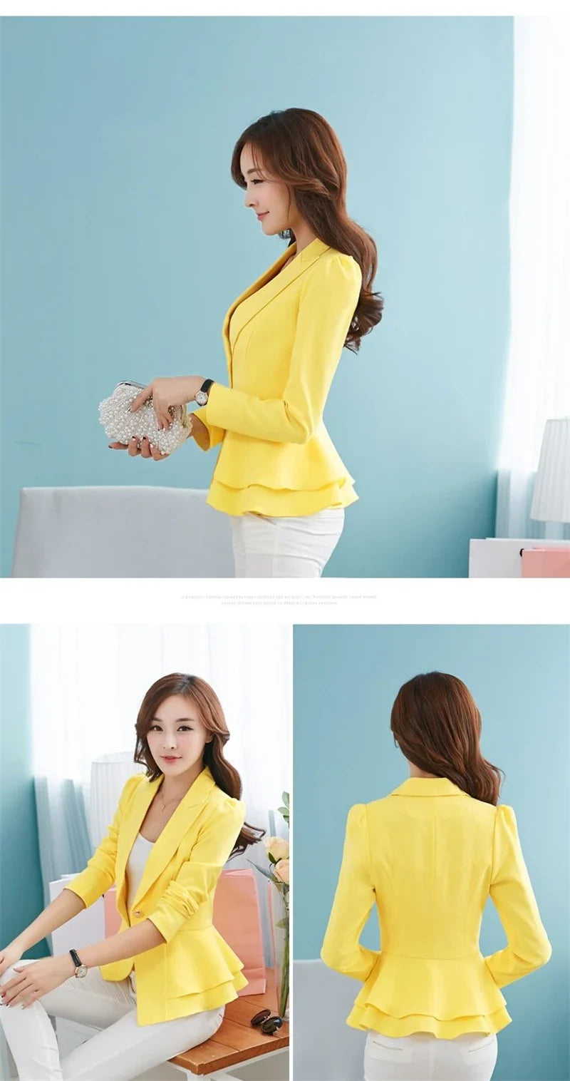 Women's Blazer 2025 New Long Sleeve Blazers Pockets Jackets Coat Slim Office Lady Jacket Female Tops Suit Blazer Femme Jackets