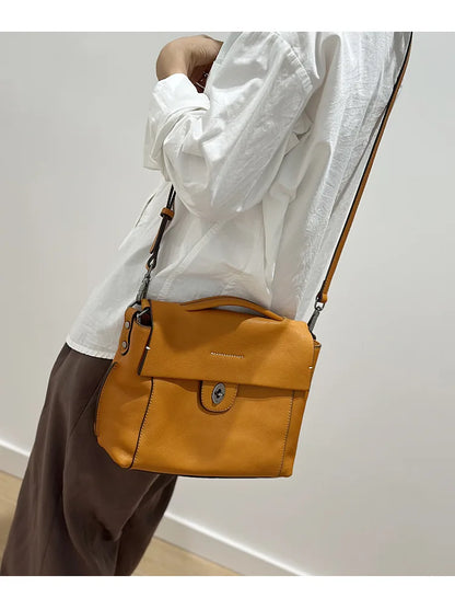 2026 Autumn New Handmade Retro Genuine Leather Women's Bag Versatile Soft Cowhide Solid Color Shoulder Crossbody Bags