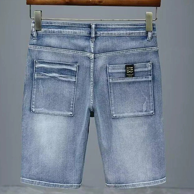 2026 Mens Summer Distressed Denim Shorts Baggy Casual Ripped Jeans Straight Leg Five Inch Shorts Streetwear Loose Fit