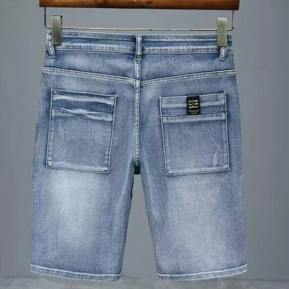 2026 Mens Summer Distressed Denim Shorts Baggy Casual Ripped Jeans Straight Leg Five Inch Shorts Streetwear Loose Fit