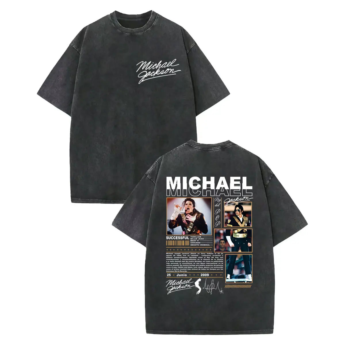 Vintage Washed Michael Jackson Graphic T Shirts Men Women Harajuku Rock Clothing T-shirts Fashion Casual Short Sleeve T-shirt