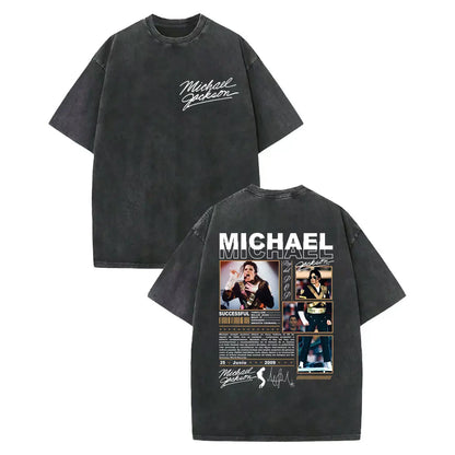 Vintage Washed Michael Jackson Graphic T Shirts Men Women Harajuku Rock Clothing T-shirts Fashion Casual Short Sleeve T-shirt