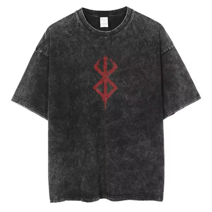Berserk Anime Washed T Shirt Men Vintage Gothic Streetwear Tshirt Harajuku Hip Hop Graphic Tee Shirt Oversized Cotton Tops