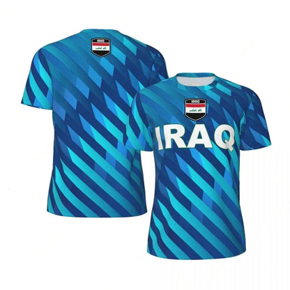 IRAQ Flag 3D Print Sport Quick Dry Breathable Men T-shirt Outdoor Football Jersey Team Fan Loose Short Sleeve Summer Top Clothes
