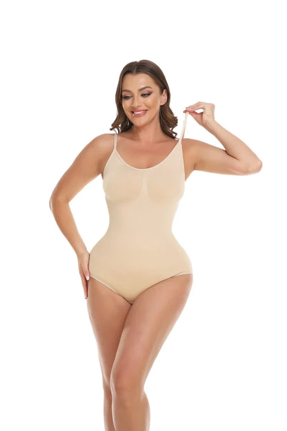 Women Seam-free Sleeveless V-Neck Bodysuit Shapewear Tummy Control Body Shaper Tank Top Red Blue