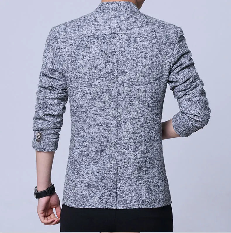 Men's Autumn Winter Casual Slim Fit Plaid Suit Jacket Korean Style Fleece Thickened Coat Large Size Single Breasted Westwear