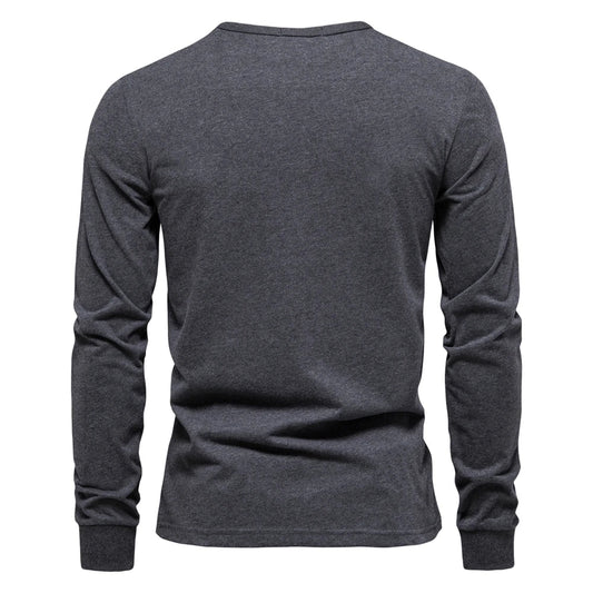 100% Cotton Long Sleeve Men's T-shirt Solid Color Letter Print Casual T shirts for Men New Spring Tops Tee Men Clothing