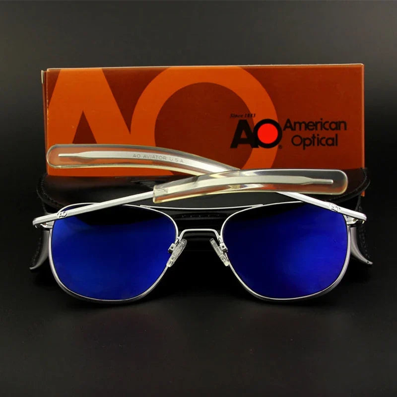 AO Pilot Sunglasses Men Top Quality Brand Designer AGX Tempered Glass Lens Sun Glasses Male