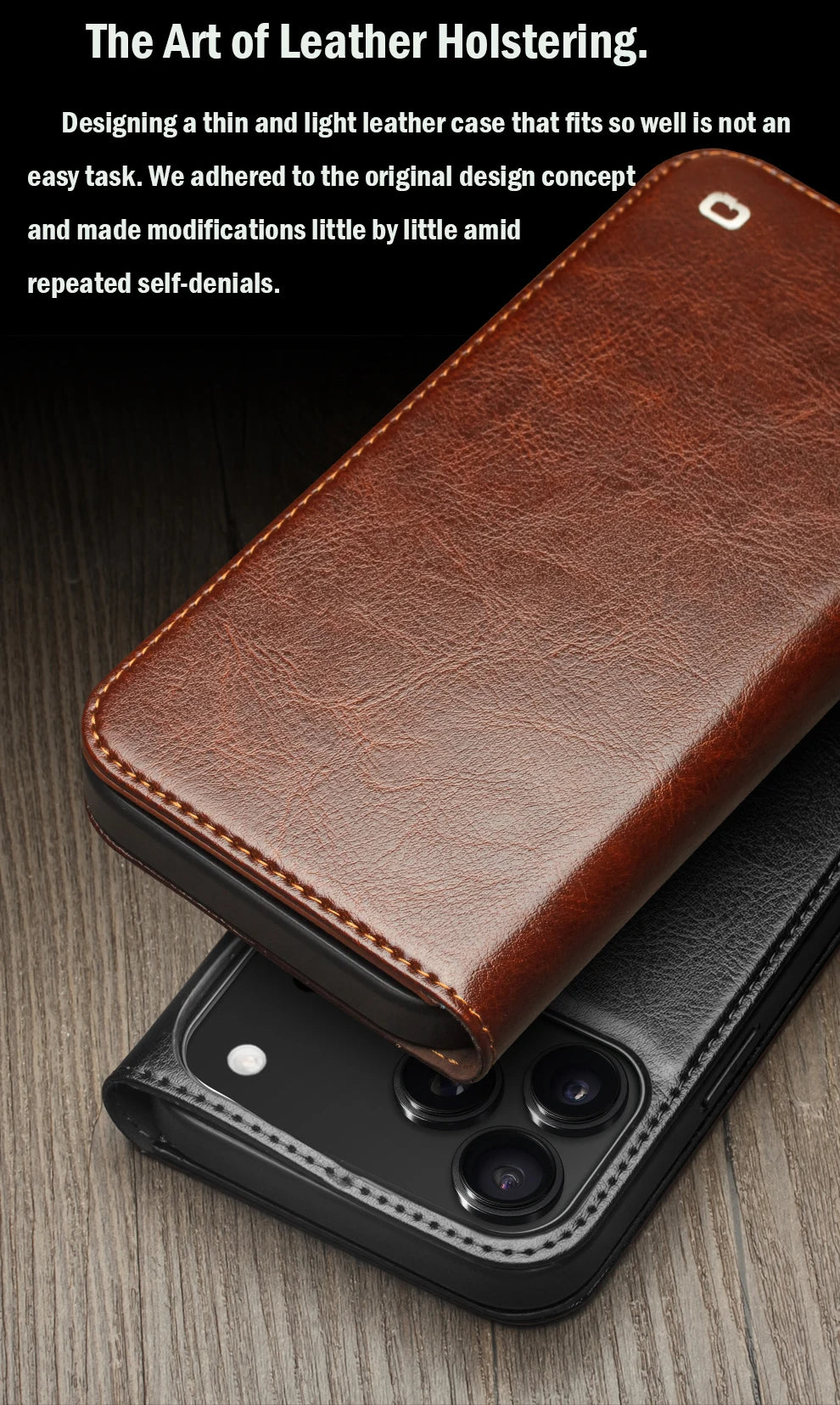 Genuine Leather Flip Case for iPhone 17 Bracket Handmade Business Cover with Card Slots for iPhone 17 Pro Max/17 Air