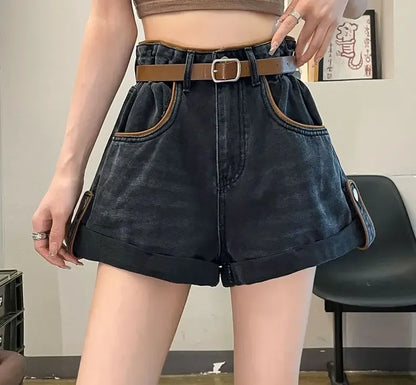 Wide Baggy Women's Denim Shorts Loose With Waist Pocket Female Short Jeans Pants Casual Harajuku Fashion Korean Style Kpop Hot