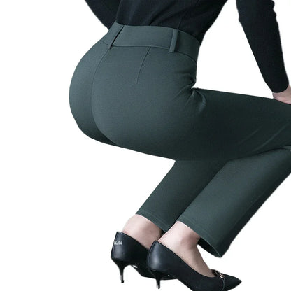 Black Women's High Waist Stretch Suit Pants, Fashion Slim Trousers, Purple Green Brown Pantalones, Asian Size M-6XL