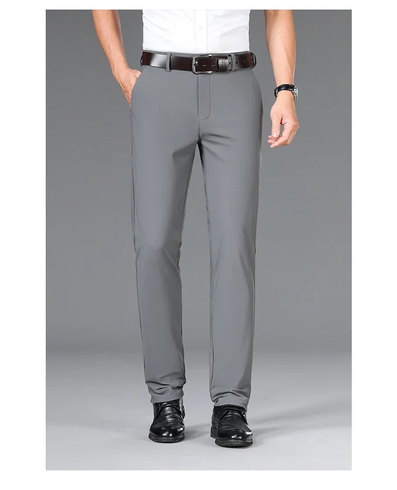 Brand Clothing 2026 Summer High Stretch Men's Casual Pants Quick Dry Business Straight Pants Thin Formal Suit Trousers Male 40