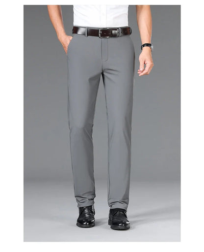 Brand Clothing 2026 Summer High Stretch Men's Casual Pants Quick Dry Business Straight Pants Thin Formal Suit Trousers Male 40