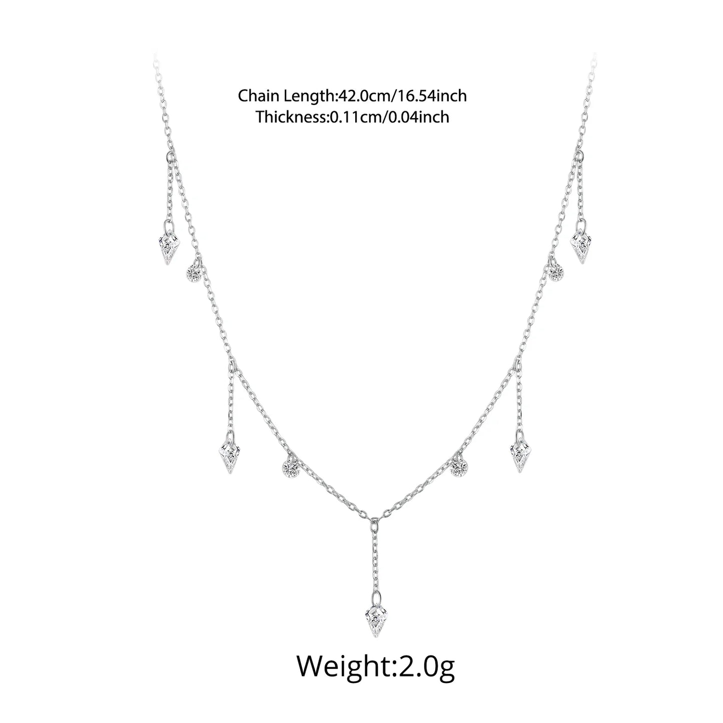 925 Sterling Silver Dancing Zircons Necklace Sparkling Crystal Round Beads O-Chain Link Original for Women Stacking Gift