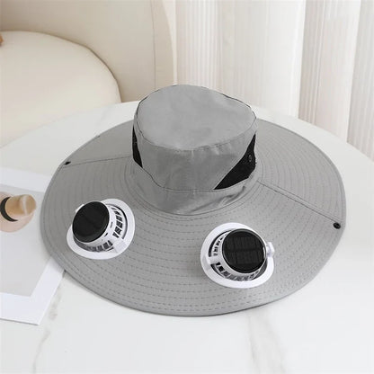 Summer For Outdoor Camping Fishing Hiking Sunscreen Fisherman Hat Solar Fan Cap Portable Solar Charging Cap with Fan Men Women