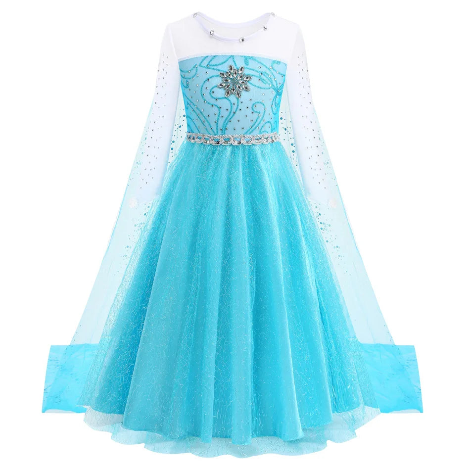 Elsa Dress for Girls 2-10 Yrs Birthday Role Anna Elsa Princess Dress for Kids Halloween Carnival Party Girls Costume