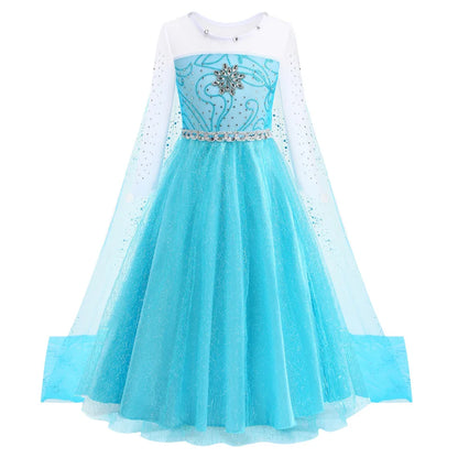 Elsa Dress for Girls 2-10 Yrs Birthday Role Anna Elsa Princess Dress for Kids Halloween Carnival Party Girls Costume