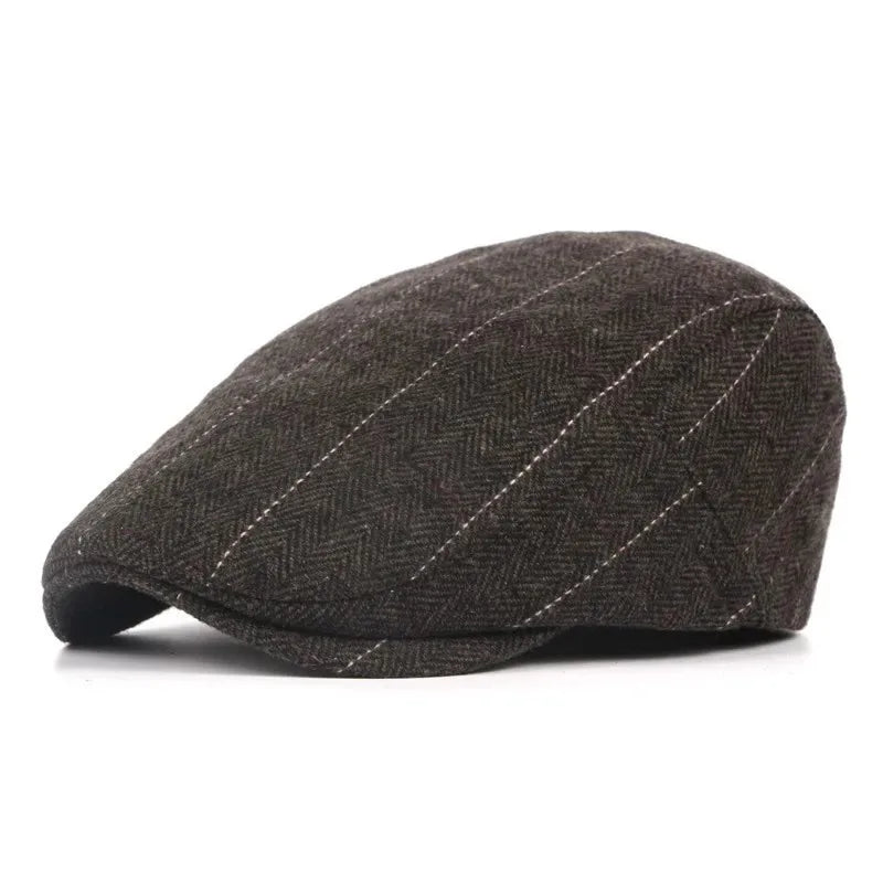 Men Retro Beret British Hats Wool Blend Vintage Herringbone Tweed Men Casual Fashion Hat Flat Keep Warm Caps Gifts