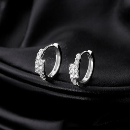D Color Moissanite Simple Earrings 925 Sterling Silver Exquisite Double Row Hoop Earrings For Women Fine Jewelry Gifts