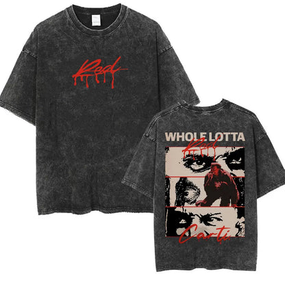 Retro Washed Playboi Carti I AM MUSIC Logo T Shirt Opium Ken Carson Narcissist Tour Antagonist Rap T-shirts Men's Oversized Tees